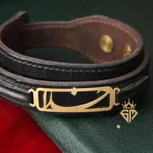 دستبند چرم طلا مردانه طرح جدید 