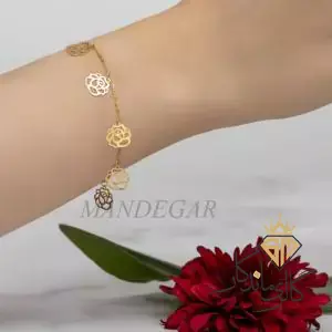 دستبند طلا گل رز