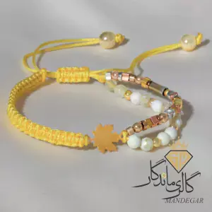 دستبند طلا مهره ای برگ پاییزی