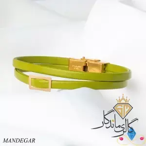 دستبند طلا چرم زنانه سبز