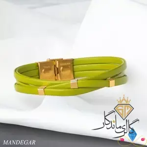 دستبند طلا چرم سبز دخترانه