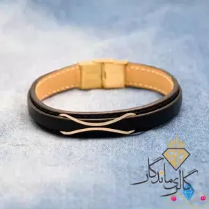 دستبند طلا چرمی طرح منحنی