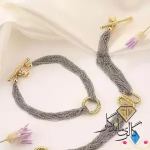 دستبند طلا دورنگ زنجیری 