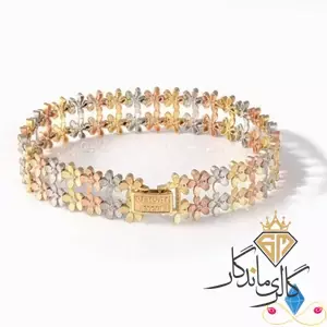 دستبند طلا شکوفه دو رنگ