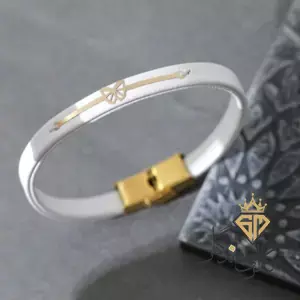 دستبند طلا چرمی سفید پروانه 